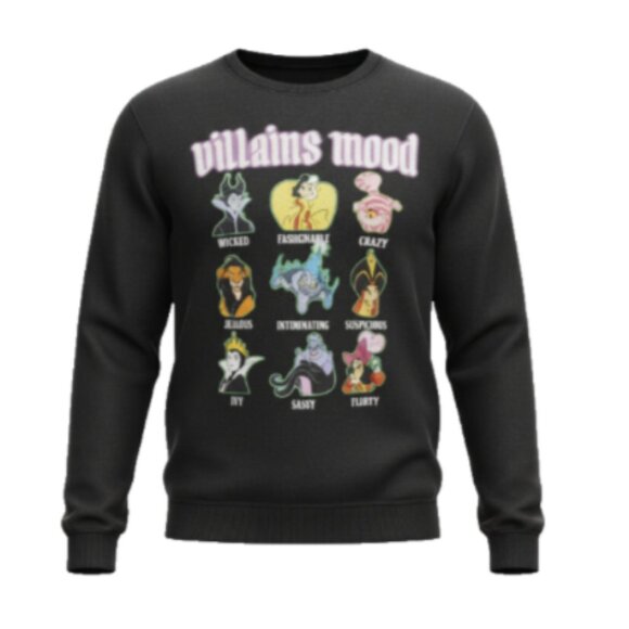 Disney Tops - Disney Villains Mood Characters Sweatshirt Girls L 11-13 Black Graphic